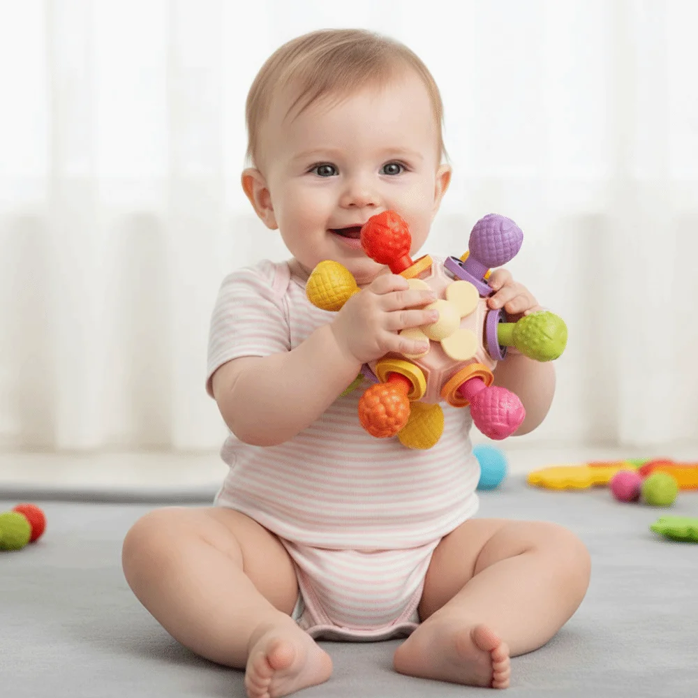 Soft Silicone Multi Sensory Ball Chewable Round Ball Soft Silicone Chew Click Sound Hand Grab Ball Manhattan Grasping Ball
Soft Silicone Multi Sensory Ball Chewable Round Ball Soft Silicone Chew Click Sound Hand Grab Ball Manhattan Grasping Ball