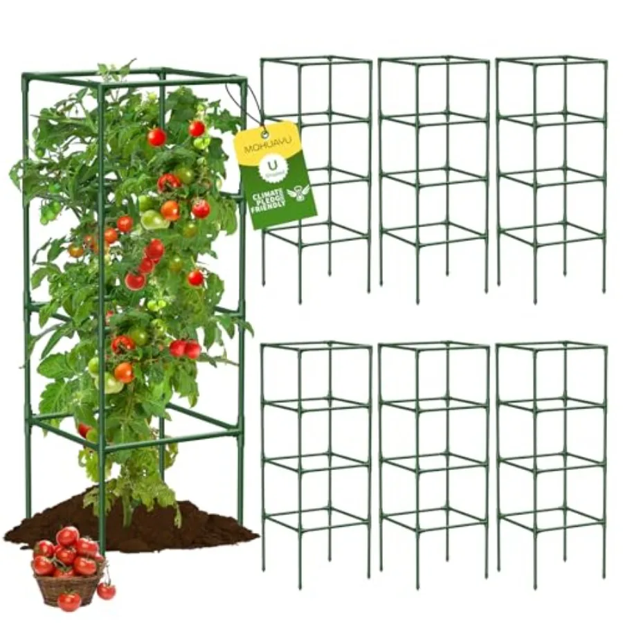 Tomato Cages, 41.7" H Square Tomato Plant Stakes Support Cages Trellis for Garden Climbing Vegetables Flowers Fruits, Extra Bol
Tomato Cages, 41.7" H Square Tomato Plant Stakes Support Cages Trellis for Garden Climbing Vegetables Flowers Fruits, Extra Bol