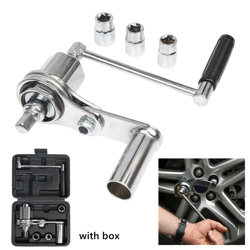 Torque Multiplier Wrench Kit 1/2" Torsional Torque Multiplier Wrench Lug Nut Remover Tool with 17mm/19mm/21mm Sockets
Torque Multiplier Wrench Kit 1/2" Torsional Torque Multiplier Wrench Lug Nut Remover Tool with 17mm/19mm/21mm Sockets
