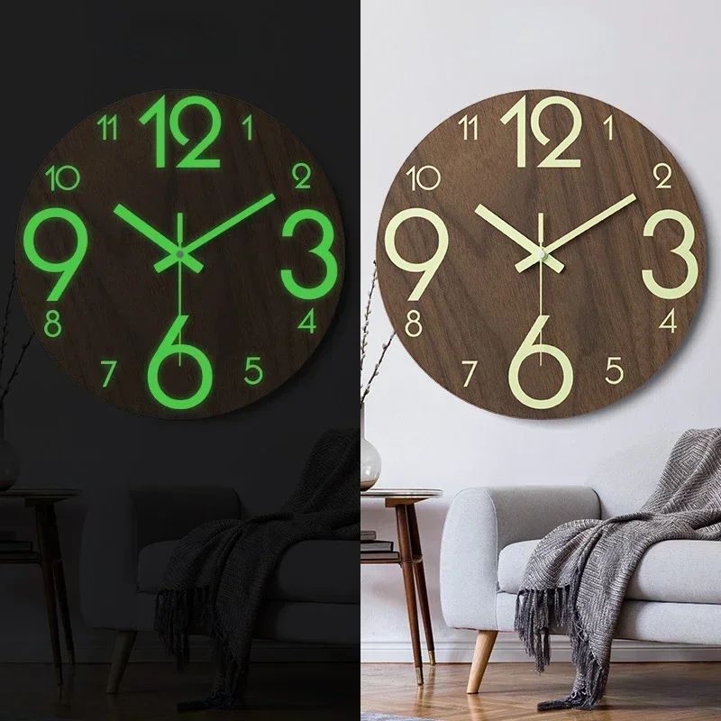 With Night Light 12 Inch Luminous Wall Clock Wood Silent light in dark night Nordic Fashion Wall Clock Non Ticking Clock
With Night Light 12 Inch Luminous Wall Clock Wood Silent light in dark night Nordic Fashion Wall Clock Non Ticking Clock