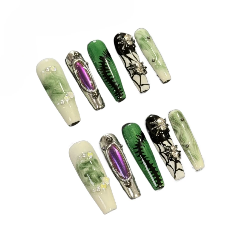 *Halloween handmade nail wear green dark wind advanced sense design sense nail wear finished product
*Halloween handmade nail wear green dark wind advanced sense design sense nail wear finished product