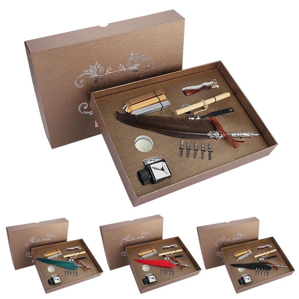 Dip Pen Vintage Quill Pen Retro Quill Writing Pen Gift Box with Empty Ink Bottle Quill Set for Friends/Teacher
Dip Pen Vintage Quill Pen Retro Quill Writing Pen Gift Box with Empty Ink Bottle Quill Set for Friends/Teacher