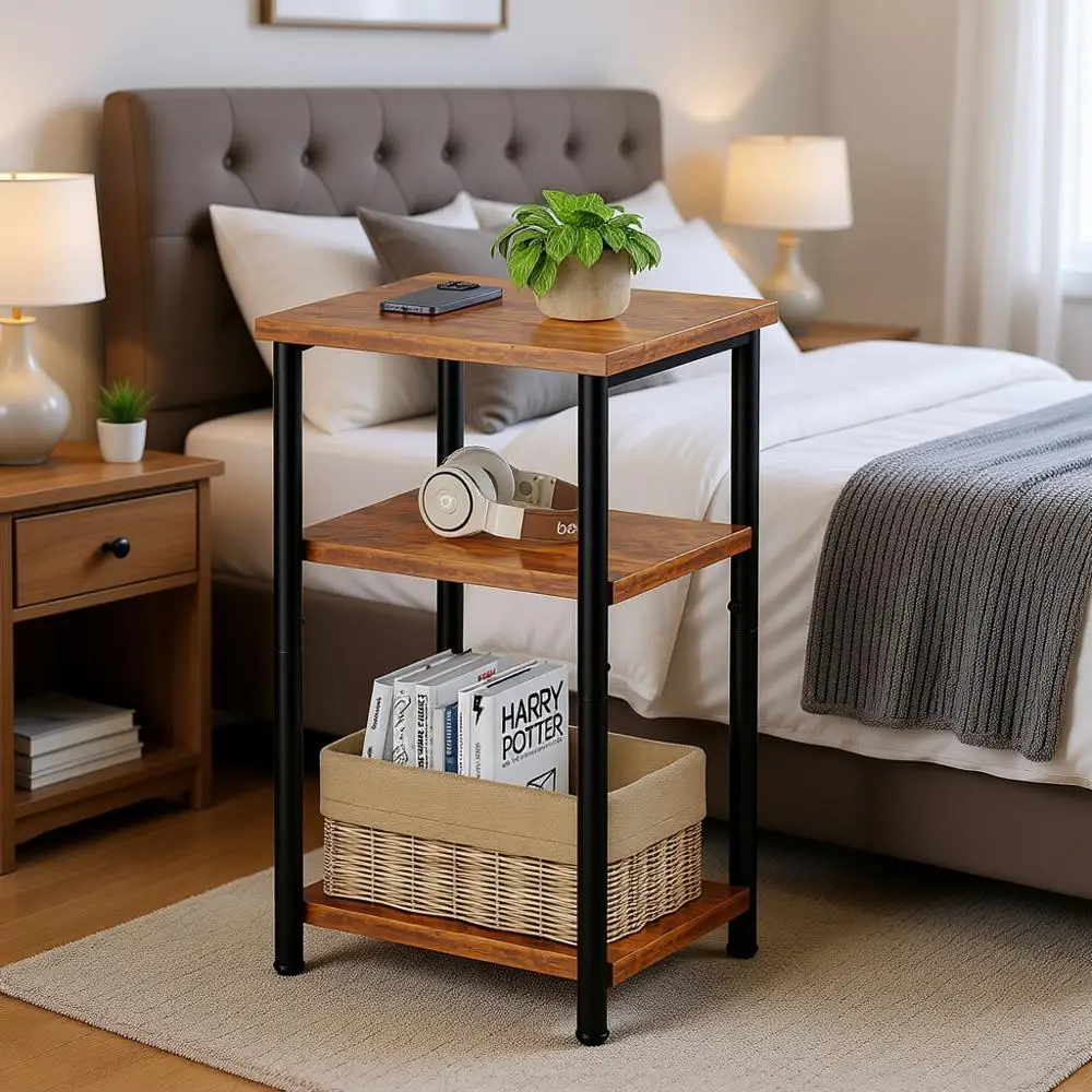 Трехуровневый регулируемый приставной столик, маленькая прикроватная тумбочка, для спальни, гостиной, офиса, коричневый
Трехуровневый регулируемый приставной столик, маленькая прикроватная тумбочка, для спальни, гостиной, офиса, коричневый
