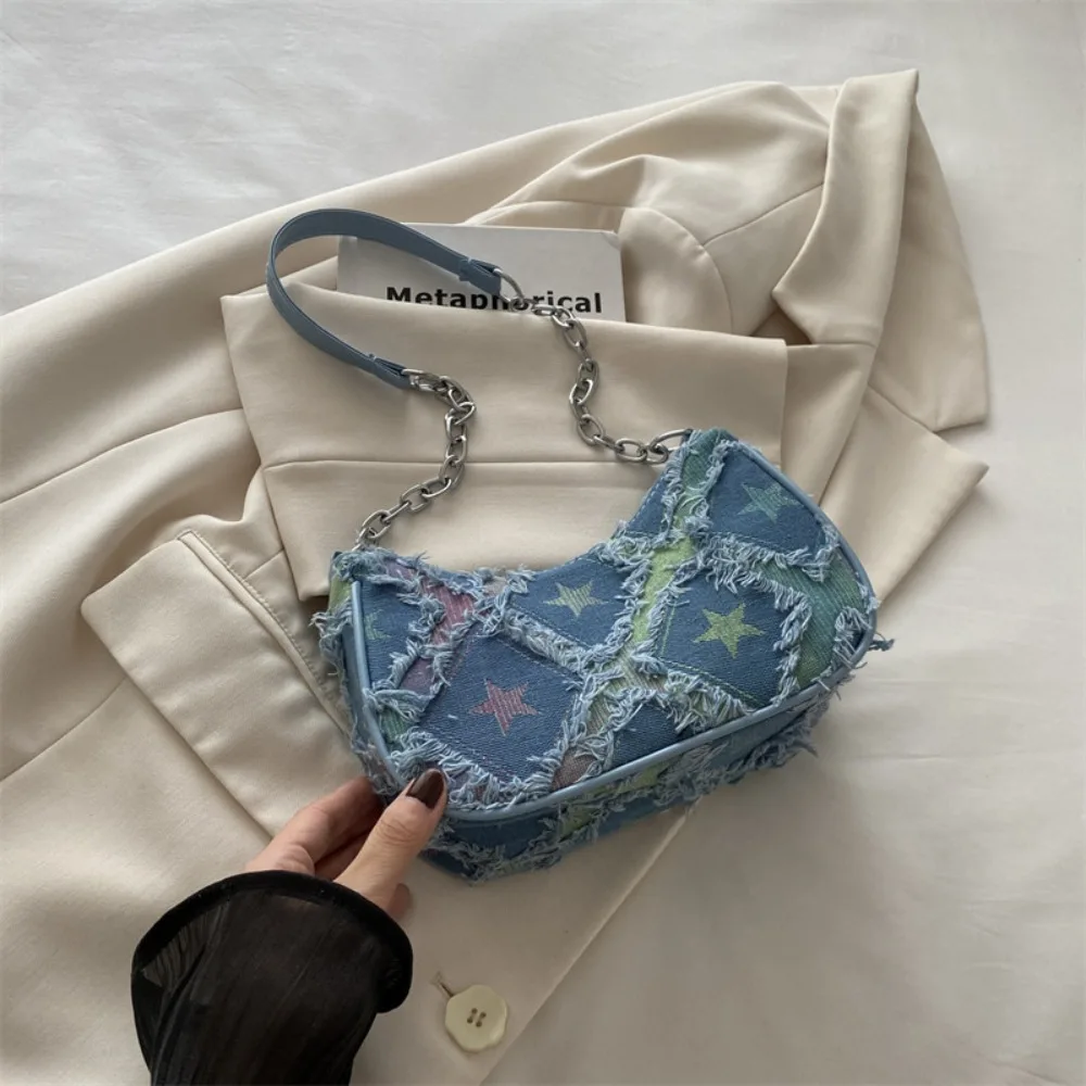 Fashion New Design Single Shoulder Bag Star Y2k Denim Underarm Bag Korean Vintage Women's Handbag Female
Fashion New Design Single Shoulder Bag Star Y2k Denim Underarm Bag Korean Vintage Women's Handbag Female