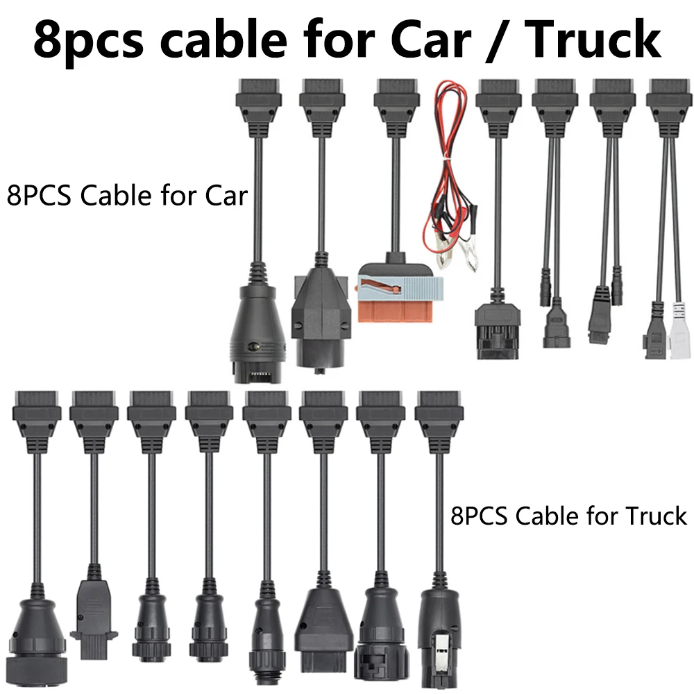 Полный комплект из 8 кабелей для диагностики грузовиков и легковых автомобилей OBD/OBD2, набор из 8 автомобильных кабелей с активированными контактами, адаптеры для грузовиков
Полный комплект из 8 кабелей для диагностики грузовиков и легковых автомобилей OBD/OBD2, набор из 8 автомобильных кабелей с активированными контактами, адаптеры для грузовиков