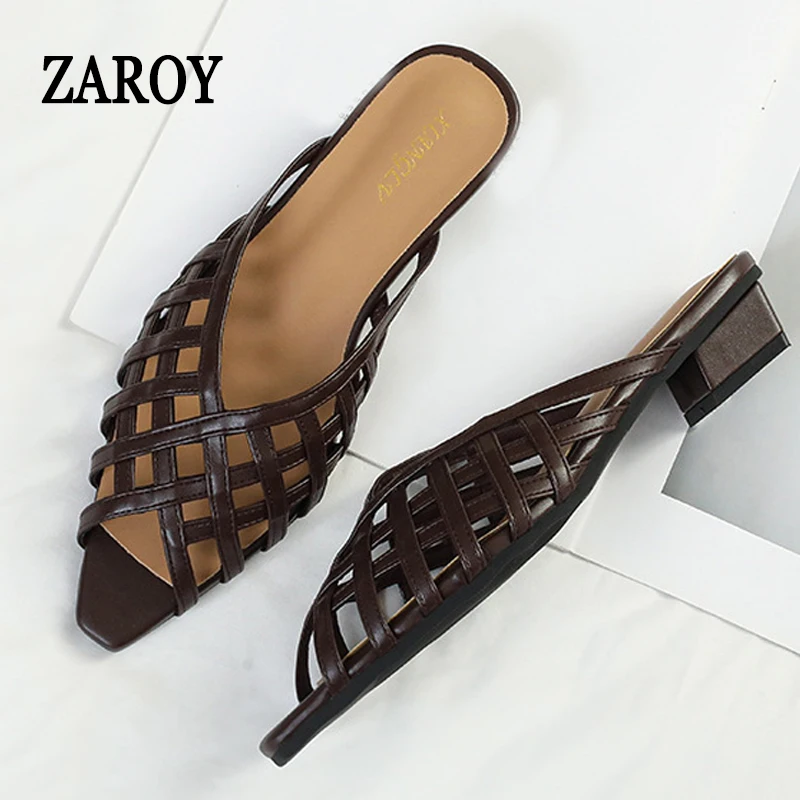 ZAROY Summer Hollow Out Weave Women Slippers Sandals Pointed Toe Square Low Heels Party Dress Mules Slide Shoes Zapatos De Mujer
ZAROY Summer Hollow Out Weave Women Slippers Sandals Pointed Toe Square Low Heels Party Dress Mules Slide Shoes Zapatos De Mujer
