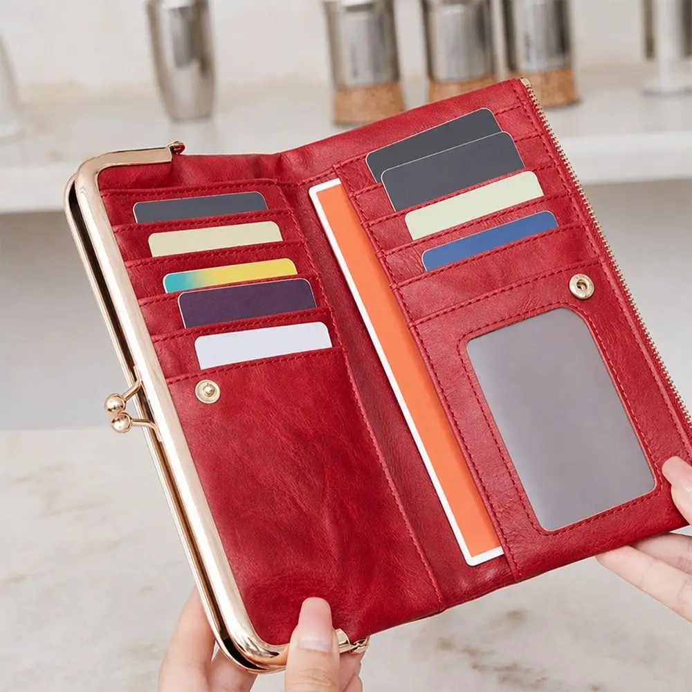 Vintage Kiss Lock Long Wallet Multi Functional Double Fold Card Holder Solid Color Large Capacity Wallet Women
Vintage Kiss Lock Long Wallet Multi Functional Double Fold Card Holder Solid Color Large Capacity Wallet Women