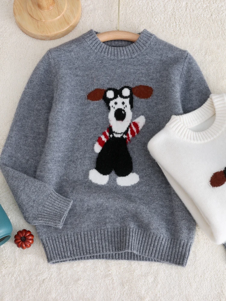 Thick Children's Wool Sweater O-neck Pullover Puppy Pattern Boy Girl Autumn Winter Tops 100% Merino Wool Knitwear Kids Clothing
Thick Children's Wool Sweater O-neck Pullover Puppy Pattern Boy Girl Autumn Winter Tops 100% Merino Wool Knitwear Kids Clothing