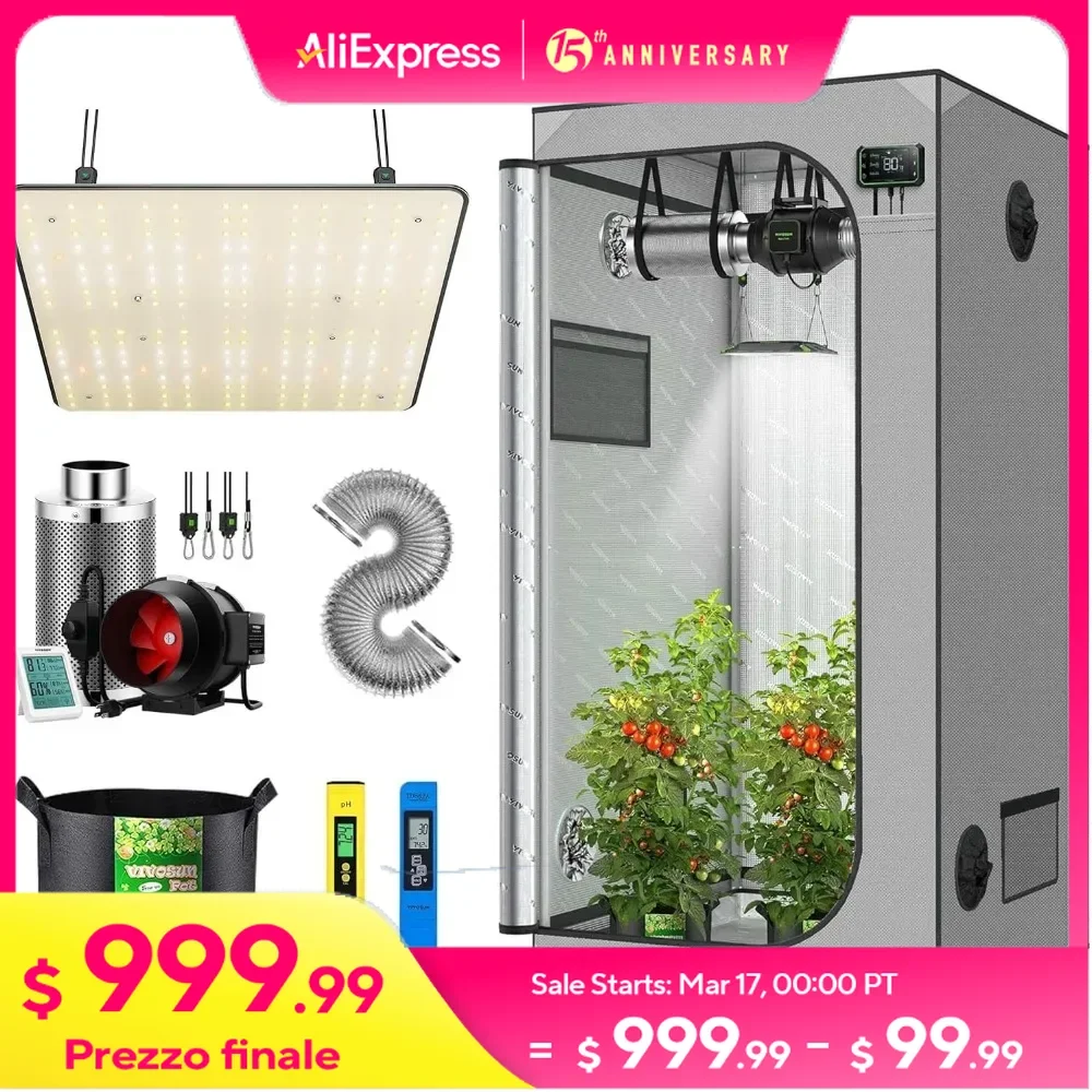 36"x36"x72" Grow Tent, VS1000 LED Light, 390 CFM Ventilation Kit, 5 Gallon Grow Bags with PH & TDS Meter Combo, Grow Tent
36"x36"x72" Grow Tent, VS1000 LED Light, 390 CFM Ventilation Kit, 5 Gallon Grow Bags with PH & TDS Meter Combo, Grow Tent