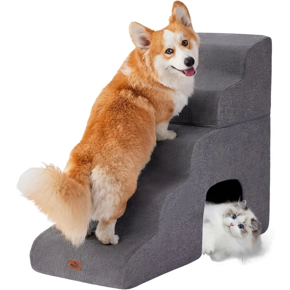 Gray Curved Dog Stairs Ramp for High Beds 28.7" H, 5-Step Dog Steps for Small Dogs and Cats, Pet Stairs for High Bed Climbing, N
Gray Curved Dog Stairs Ramp for High Beds 28.7" H, 5-Step Dog Steps for Small Dogs and Cats, Pet Stairs for High Bed Climbing, N