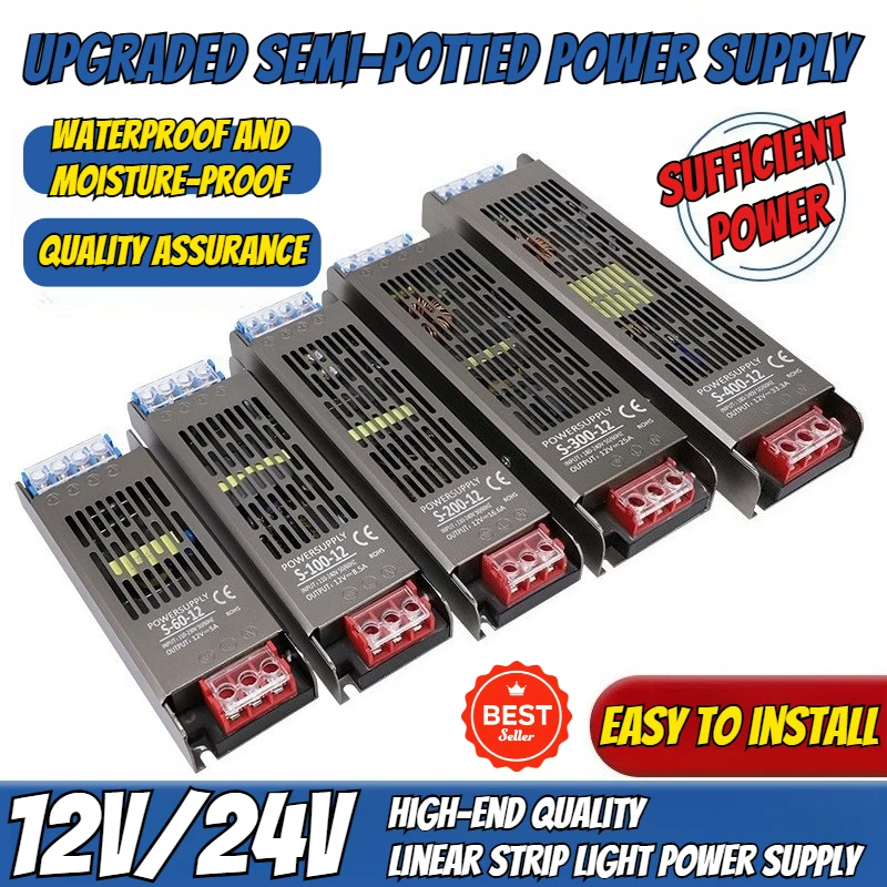 Light Box Switching Power Supply, 220V To 12V/24V, 60W/100W/200W/300W/400W, Ultra-thin Illuminated Sign Lighting Transformer
Light Box Switching Power Supply, 220V To 12V/24V, 60W/100W/200W/300W/400W, Ultra-thin Illuminated Sign Lighting Transformer