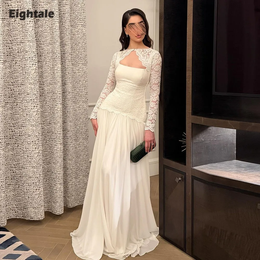 Eightale Arabic Wedding Dress with Detachable Jacket Customized Ivory Lace Muslim Long Sleeves Bridal Gown Bride Party Dress
Eightale Arabic Wedding Dress with Detachable Jacket Customized Ivory Lace Muslim Long Sleeves Bridal Gown Bride Party Dress