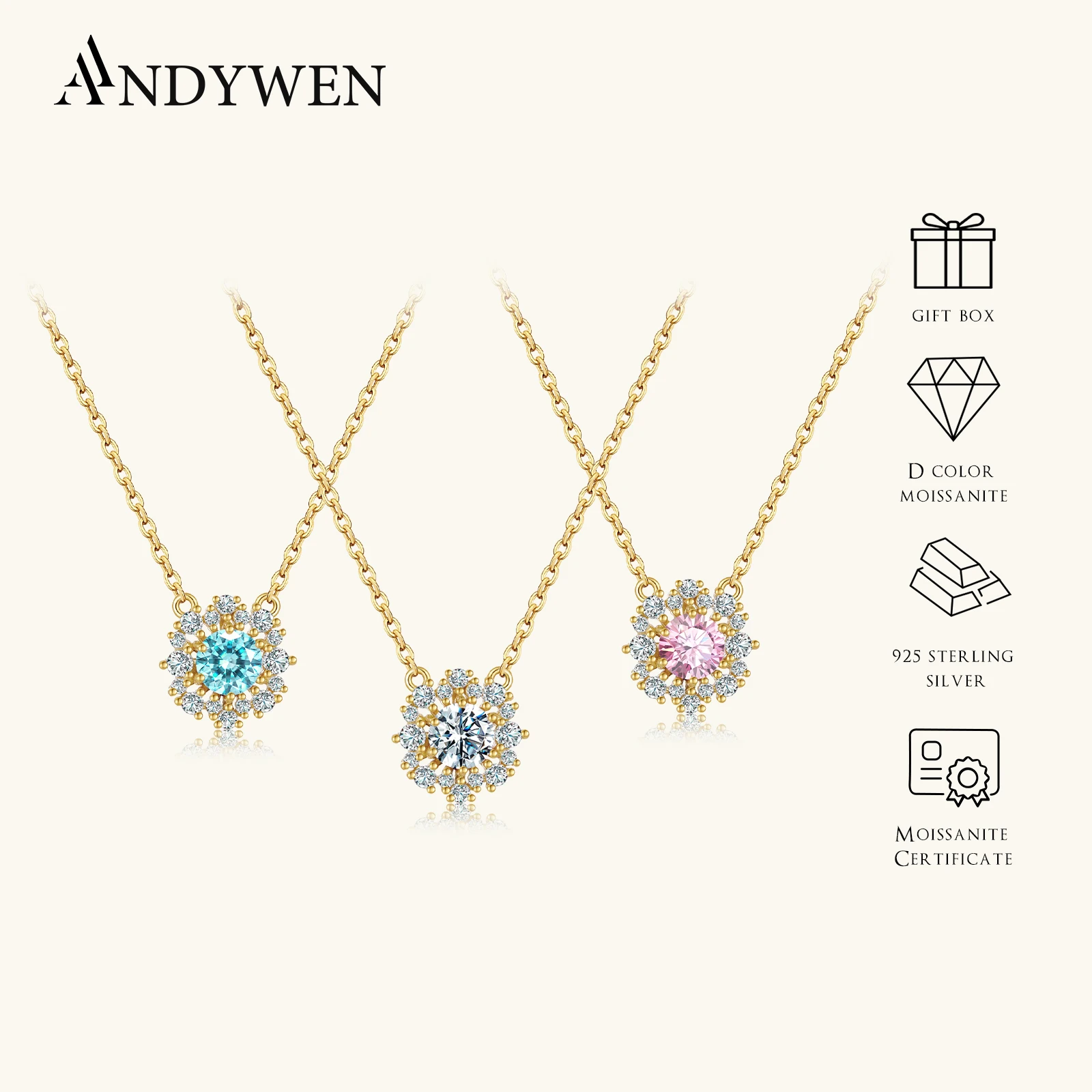 ANDYWEN D Color 925 Silver Pink Aquamarine Moissanite 0.5 CT Flower Pendant Necklace Luxury Anniversary Women Jewelry Gift
ANDYWEN D Color 925 Silver Pink Aquamarine Moissanite 0.5 CT Flower Pendant Necklace Luxury Anniversary Women Jewelry Gift