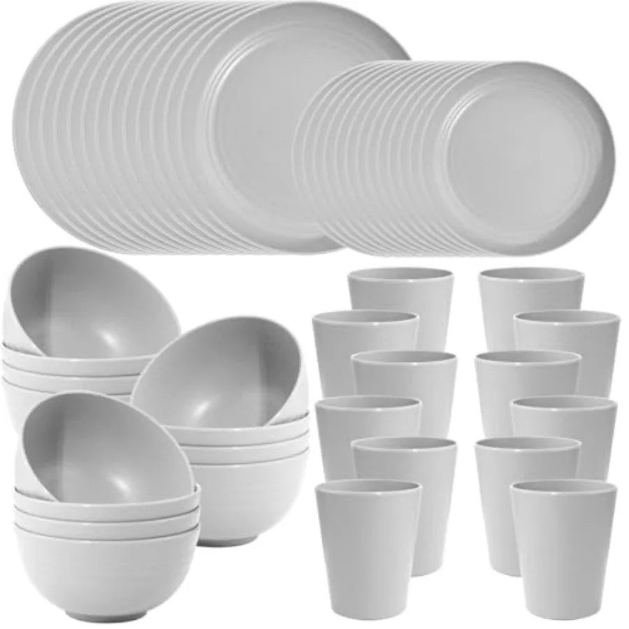 LIYH 48 Pcs Plastic Wheat Straw Dinnerware Plates and Bowls Set, Camping Dish Set for 12, Dishwasher Safe Dinnerware Sets, Unbr
LIYH 48 Pcs Plastic Wheat Straw Dinnerware Plates and Bowls Set, Camping Dish Set for 12, Dishwasher Safe Dinnerware Sets, Unbr