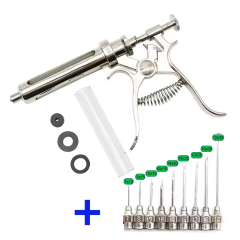 Veterinary Animal Continuous 10/20/50ml Syringe Revolver Injection Stainless Steel Automatic Gun Pig Sheep Vaccination for Cow
Veterinary Animal Continuous 10/20/50ml Syringe Revolver Injection Stainless Steel Automatic Gun Pig Sheep Vaccination for Cow
