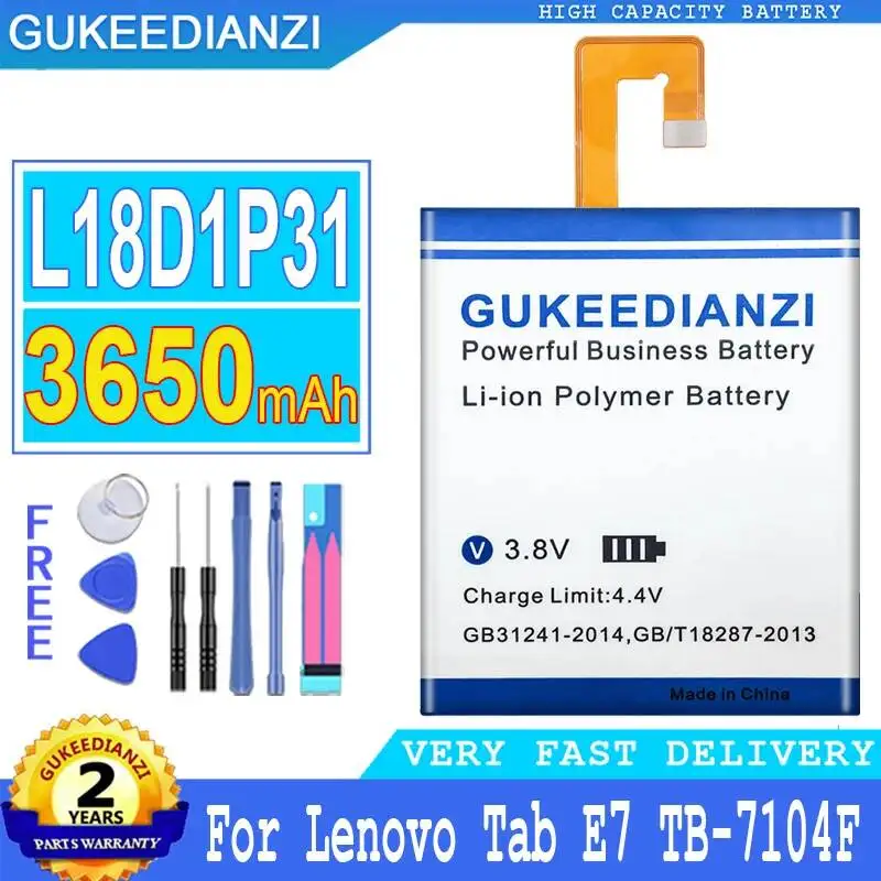 Tablet Battery L18D1P31 Reliable Power For Lenovo Tab E7 TB-7104F 3650mAh
Tablet Battery L18D1P31 Reliable Power For Lenovo Tab E7 TB-7104F 3650mAh