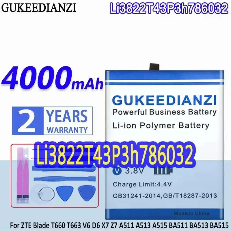 Аккумулятор мобильного телефона Li3822t43p3h786032 4000 мАч для Zte Blade T660 T663 V6 D6 X7 Z7 A511 A513 A515 BA511 BA513 BA515
Аккумулятор мобильного телефона Li3822t43p3h786032 4000 мАч для Zte Blade T660 T663 V6 D6 X7 Z7 A511 A513 A515 BA511 BA513 BA515