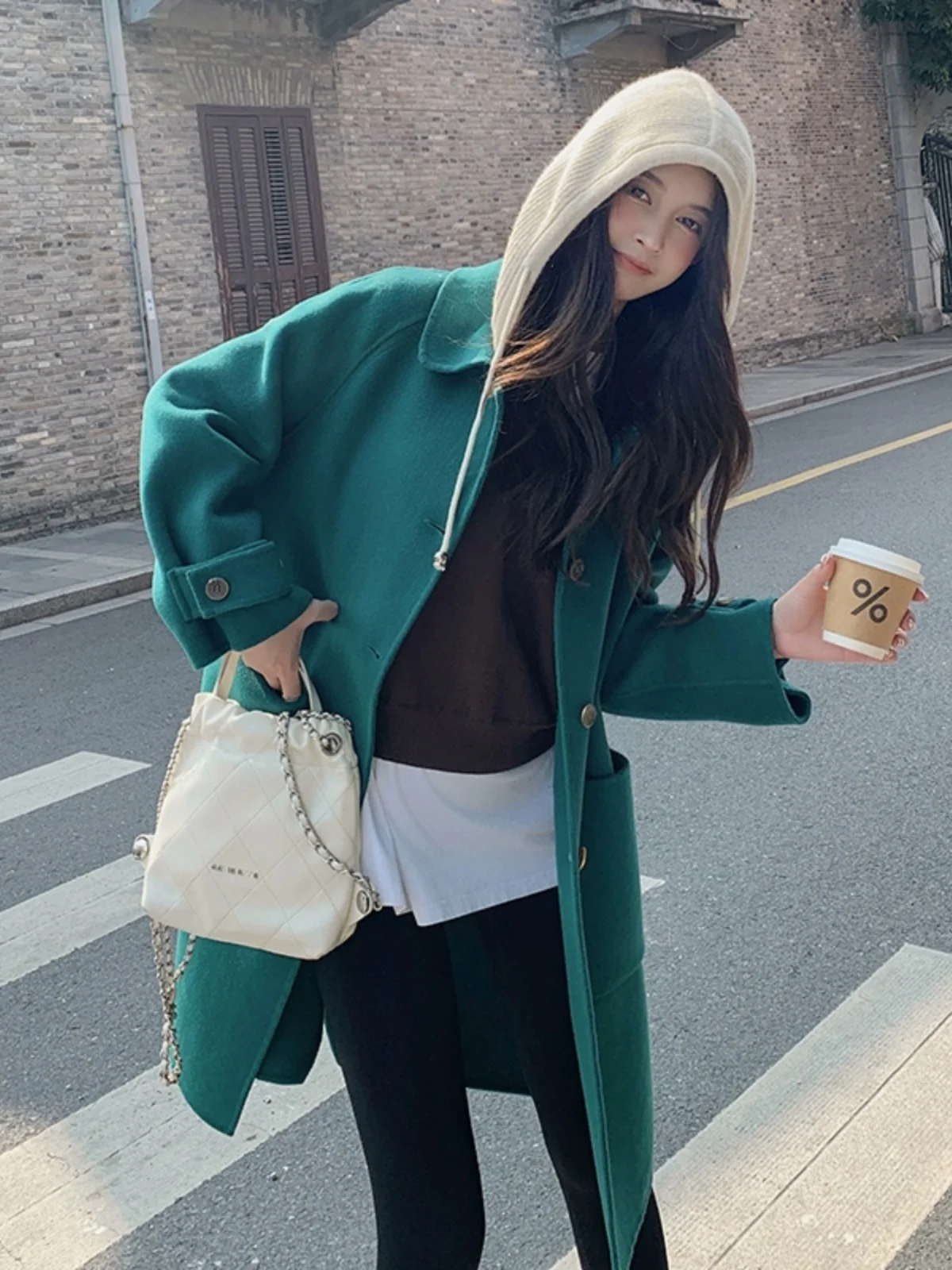 Olive een Double-Sided Woolen Coat with Hood for Women Medium-Length Autumn Winter Faionable Korean Sle Long Sve
Olive een Double-Sided Woolen Coat with Hood for Women Medium-Length Autumn Winter Faionable Korean Sle Long Sve