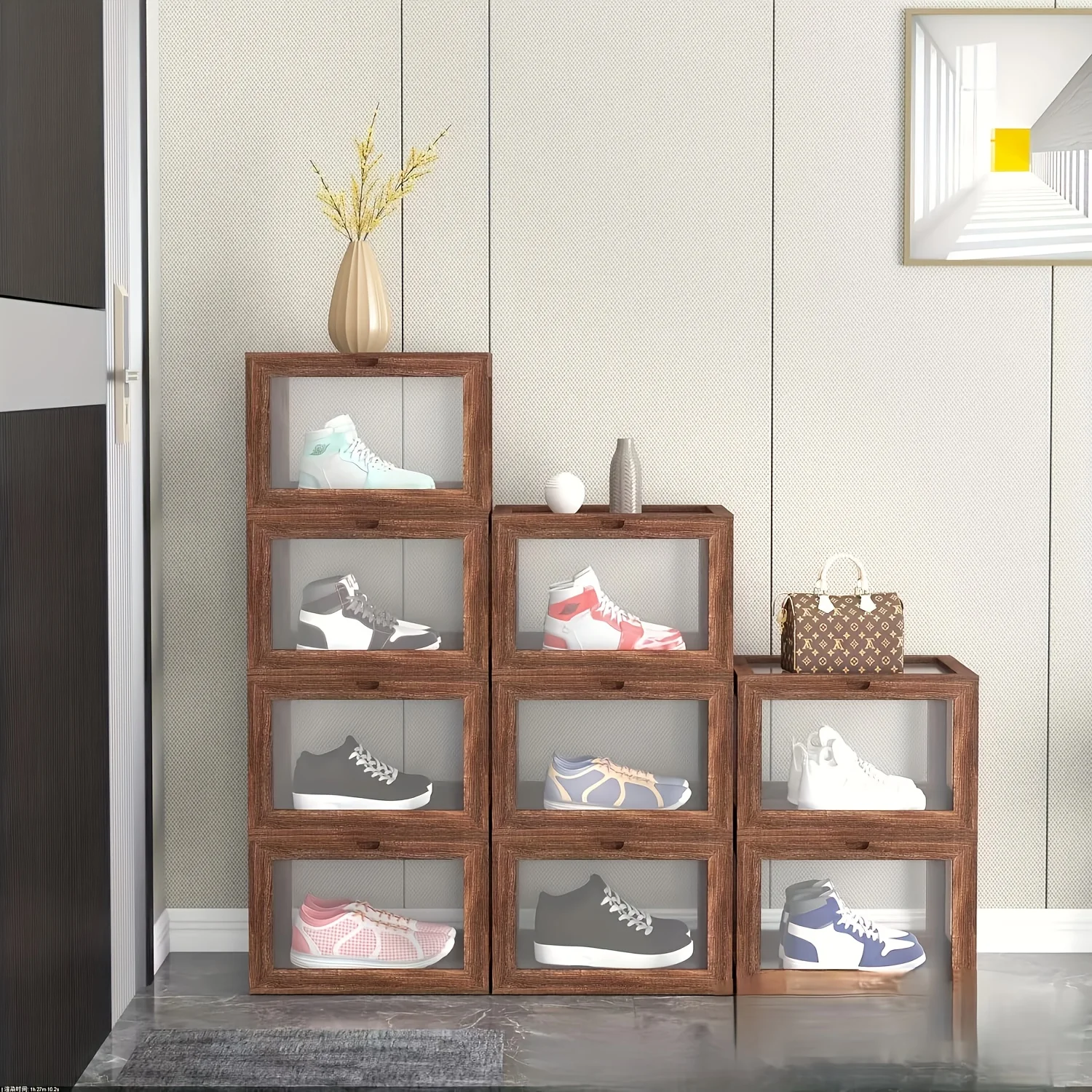 Wooden Stackable Display Case Transparent Shoe Storage Box for Sneakers and Collectibles, Baskets Home Organization
Wooden Stackable Display Case Transparent Shoe Storage Box for Sneakers and Collectibles, Baskets Home Organization