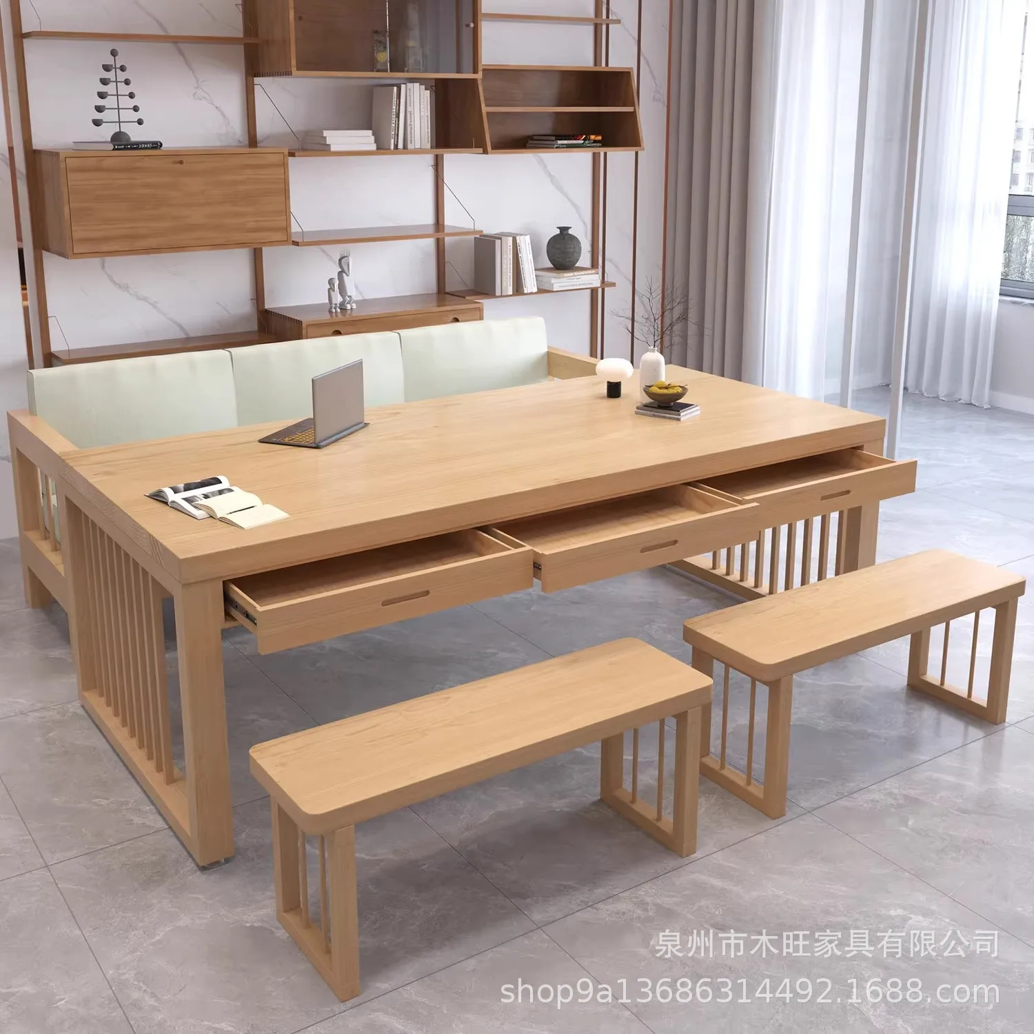 Simple Library Solid Wood Reading Table Home Living Room Reception Multi-person Multifunctional Creative Desk with Drawers
Simple Library Solid Wood Reading Table Home Living Room Reception Multi-person Multifunctional Creative Desk with Drawers