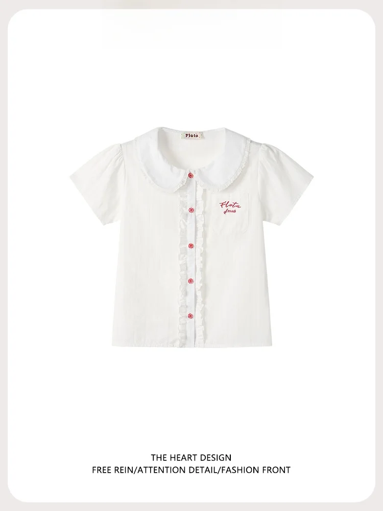 Cute Style Embroidered Lace Patchwork Doll Shirt Short Sleeve T-Shirt Women Summer New Slimming Short Length White Top
Cute Style Embroidered Lace Patchwork Doll Shirt Short Sleeve T-Shirt Women Summer New Slimming Short Length White Top