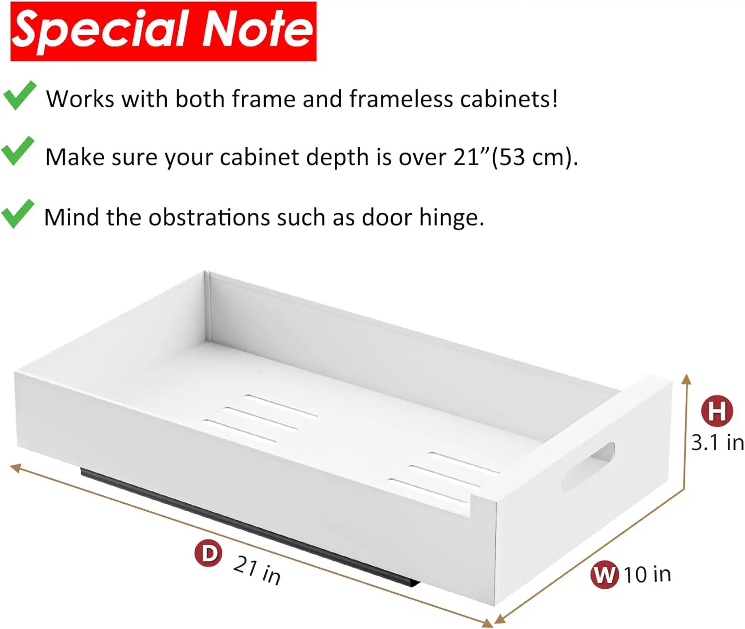 Hbl' 1 Pack | 21"" Deep Pull Out Cabinet Organizer Adhesive, 10-Inch Wide Sturdy Carbon Steel Roll-Out Drawers For Face Frame
Hbl' 1 Pack | 21"" Deep Pull Out Cabinet Organizer Adhesive, 10-Inch Wide Sturdy Carbon Steel Roll-Out Drawers For Face Frame
