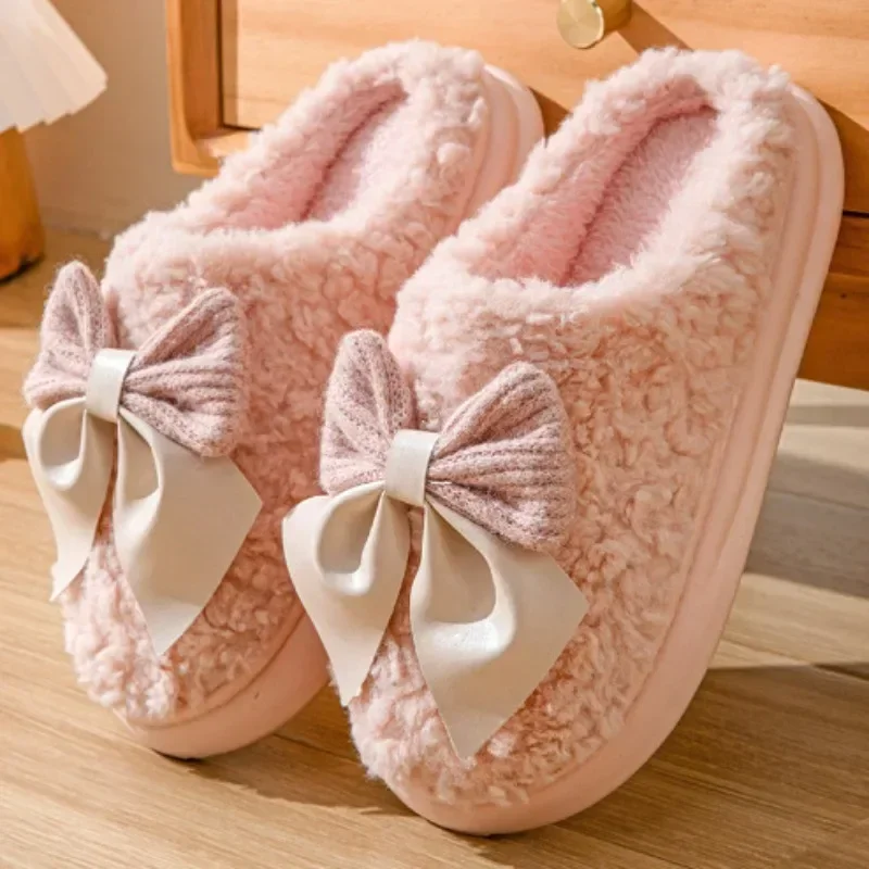 Winter Plush Bowknot Slippers Women Korean Christmas New Year Warm Soft Home Indoor Casual Flat Bottom Slippers Gift Shoes
Winter Plush Bowknot Slippers Women Korean Christmas New Year Warm Soft Home Indoor Casual Flat Bottom Slippers Gift Shoes