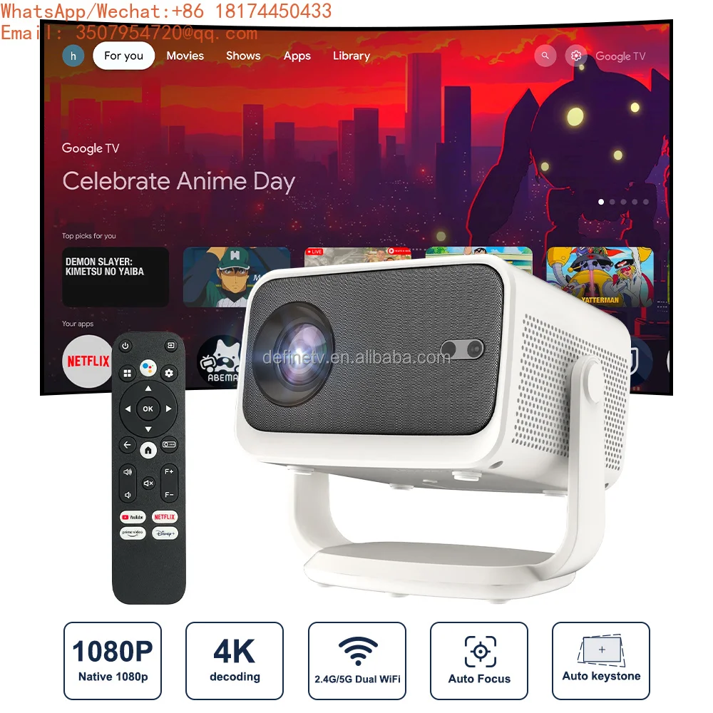 Smart Netflix Officially DoIby Audio Mini Portable LCD Projector 500 Lumens 1080P 4K WiFi 6 HIFI Stereo Google TV Home Theater
Smart Netflix Officially DoIby Audio Mini Portable LCD Projector 500 Lumens 1080P 4K WiFi 6 HIFI Stereo Google TV Home Theater