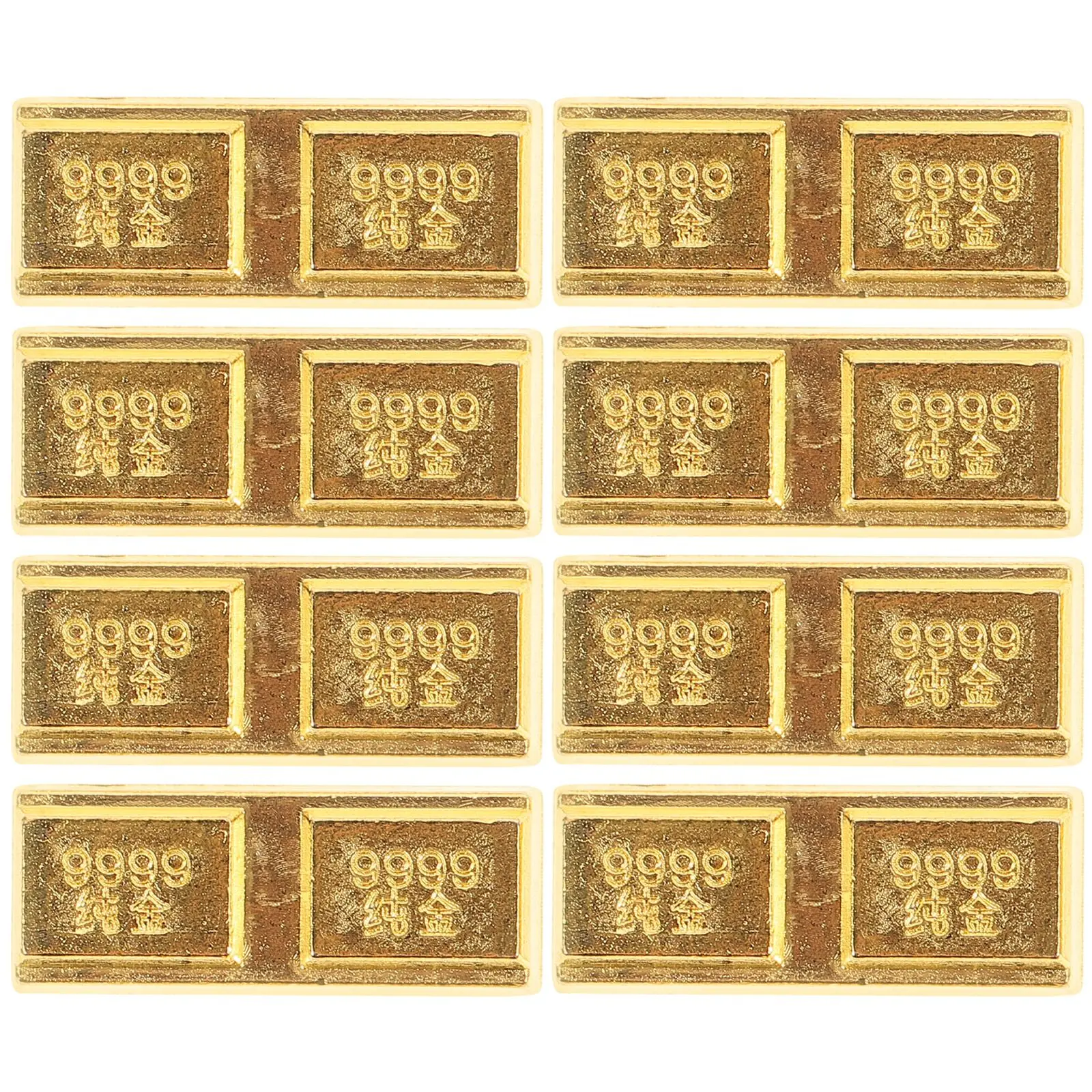 8 Pcs Gold Brick nament Artificial Bars Decor Simulation Metal Silver Bullion Playthings Zinc Alloy Gift Packaging
8 Pcs Gold Brick nament Artificial Bars Decor Simulation Metal Silver Bullion Playthings Zinc Alloy Gift Packaging