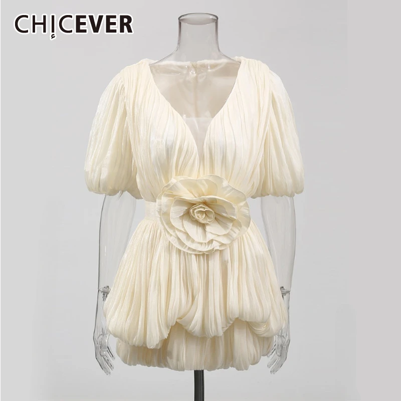 CHICEVER Solid Spliced Appliques tunic Dresses For Women Deep V Neck puff Sleeve High Waist Temperament mini Dress Female New
CHICEVER Solid Spliced Appliques tunic Dresses For Women Deep V Neck puff Sleeve High Waist Temperament mini Dress Female New