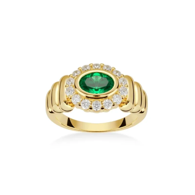 BELLUX 925 Sterling Silver Ring Oval Emerald White Round Small Synthetic Zirconia Vintage Style Gold Ring
BELLUX 925 Sterling Silver Ring Oval Emerald White Round Small Synthetic Zirconia Vintage Style Gold Ring