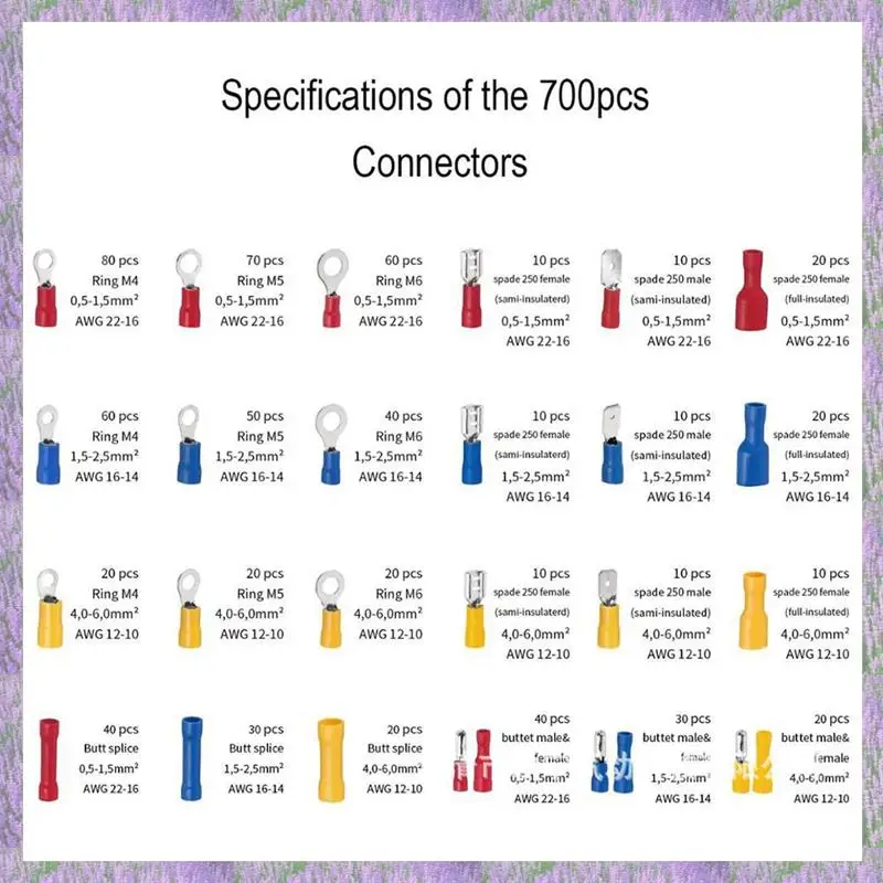 A63K-700 Pieces Blade Receptacles, Ring Terminals And Butt Connectors Round Connectors
A63K-700 Pieces Blade Receptacles, Ring Terminals And Butt Connectors Round Connectors