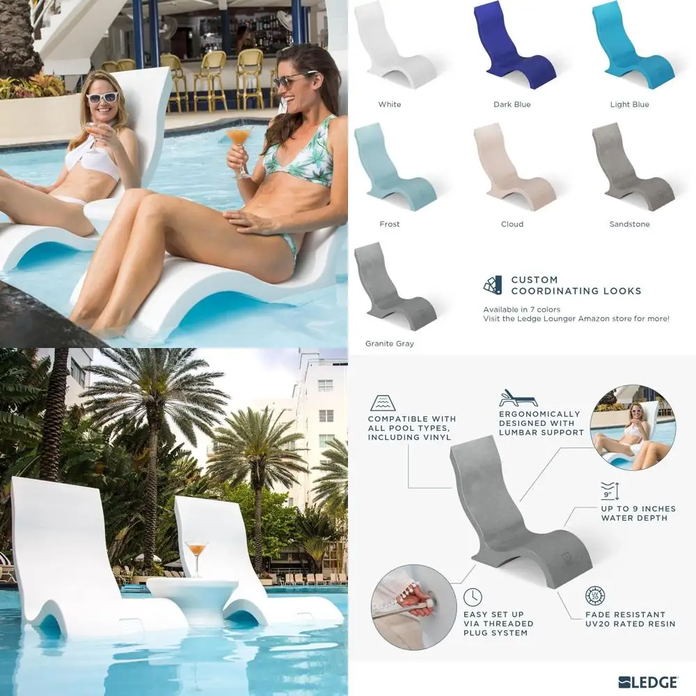 Шезлонги для отдыха у бассейна с неглубокими полками, подходят для всех бассейнов, комплект из 2 штук, белые
Шезлонги для отдыха у бассейна с неглубокими полками, подходят для всех бассейнов, комплект из 2 штук, белые