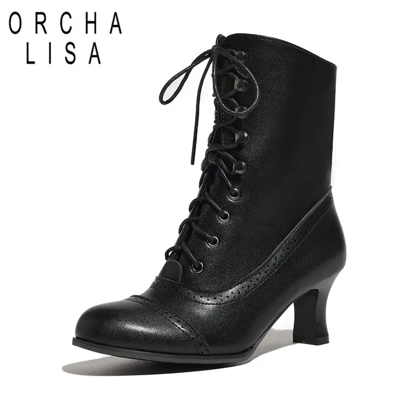 ORCHA LISA Винтажные женские ботильоны с круглым носком 6 см на массивном каблуке, модные повседневные ботильоны на молнии со шнуровкой, большие размеры 41–43
ORCHA LISA Винтажные женские ботильоны с круглым носком 6 см на массивном каблуке, модные повседневные ботильоны на молнии со шнуровкой, большие размеры 41–43