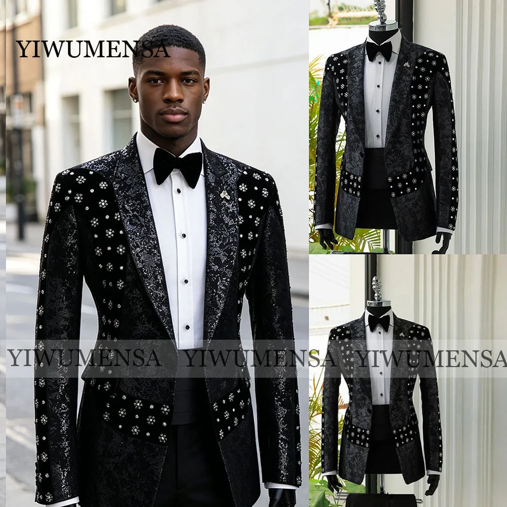 Luxury Wedding Suits For Men Jacquard Velvet Partwork Prom Blazer Customized 2 Piece Set Beaded Men's Tuxedo Attire Ropa Hombre
Luxury Wedding Suits For Men Jacquard Velvet Partwork Prom Blazer Customized 2 Piece Set Beaded Men's Tuxedo Attire Ropa Hombre