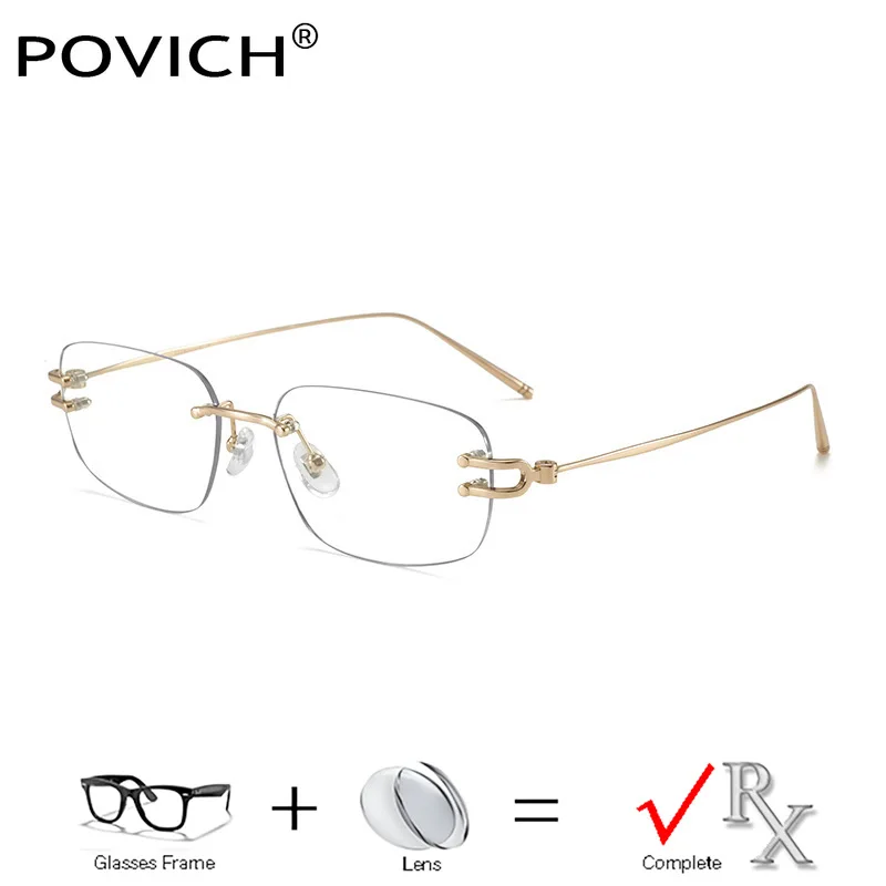 New Trendy Pure Titanium Rimless Eyeglasses Men Prescription Glasses Lenses, Anti-Blue Myopia Reading Progressive Glasses Women
New Trendy Pure Titanium Rimless Eyeglasses Men Prescription Glasses Lenses, Anti-Blue Myopia Reading Progressive Glasses Women