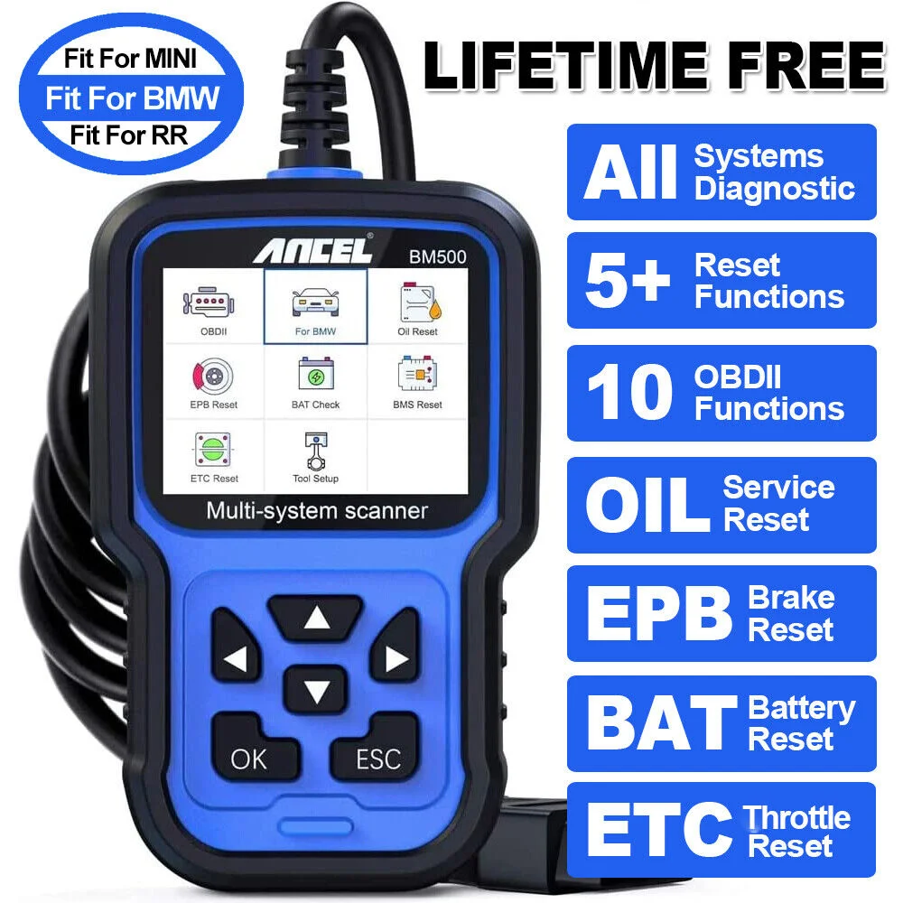 ANCEL BM500 OBD2 Scanner for BMW E93 E65 Car Diagnostic Tool Airbag EPB SAS TPMS Reset Battery Tester OBD Automotive Scanner
ANCEL BM500 OBD2 Scanner for BMW E93 E65 Car Diagnostic Tool Airbag EPB SAS TPMS Reset Battery Tester OBD Automotive Scanner