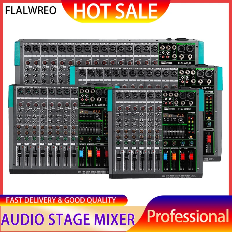 FLALWREO 6/8/12/16 Channel Professional 256 DSP Audio Mixer DJ Controller Recording Mixing For Recording Stage Performance
FLALWREO 6/8/12/16 Channel Professional 256 DSP Audio Mixer DJ Controller Recording Mixing For Recording Stage Performance