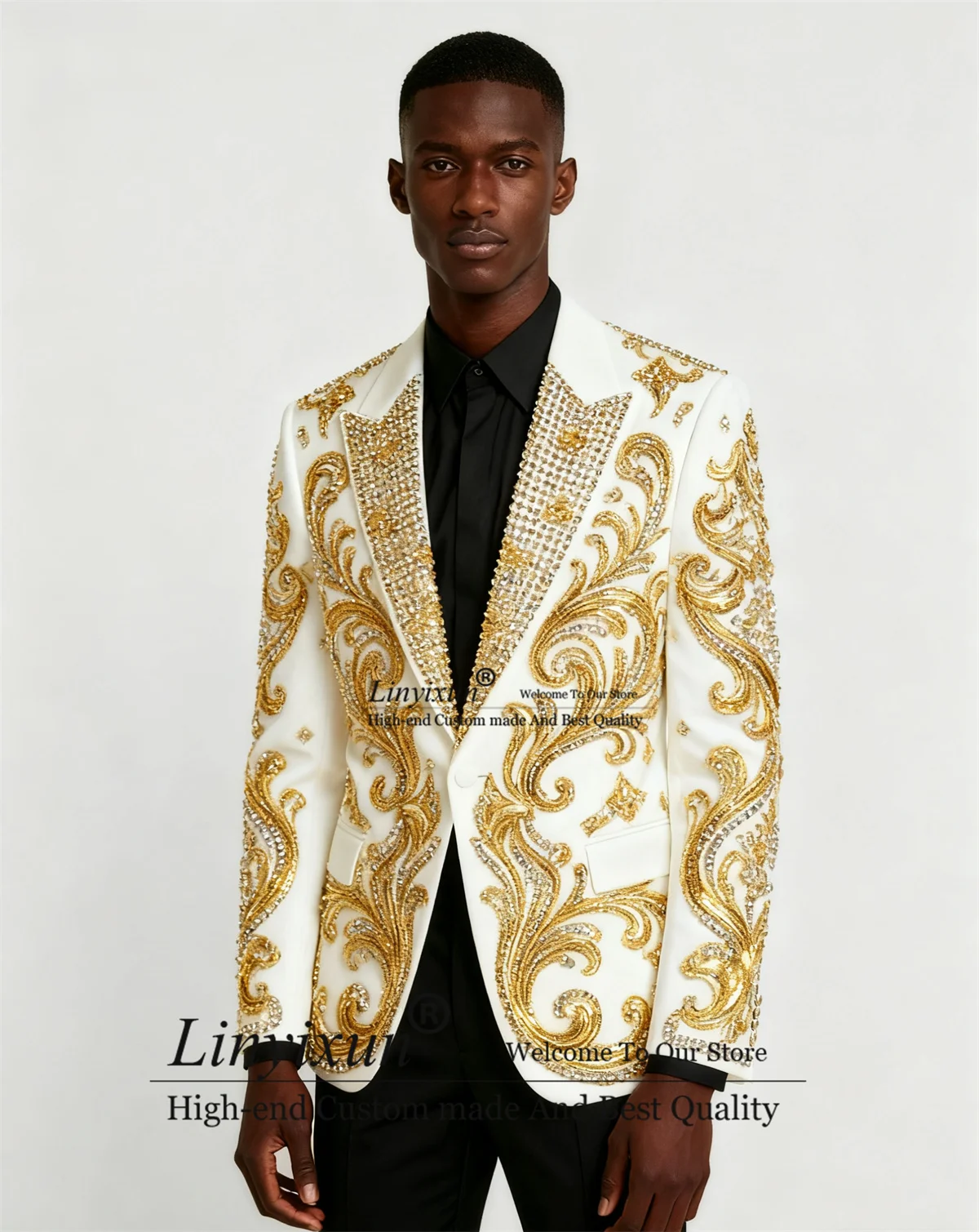 Sparkly Rhinestones Diamond Men Suits 2 Pieces Sets Male Party Blazer Ropa Hombre Handsome Glitter Label Groom Tuxedo Customized
Sparkly Rhinestones Diamond Men Suits 2 Pieces Sets Male Party Blazer Ropa Hombre Handsome Glitter Label Groom Tuxedo Customized