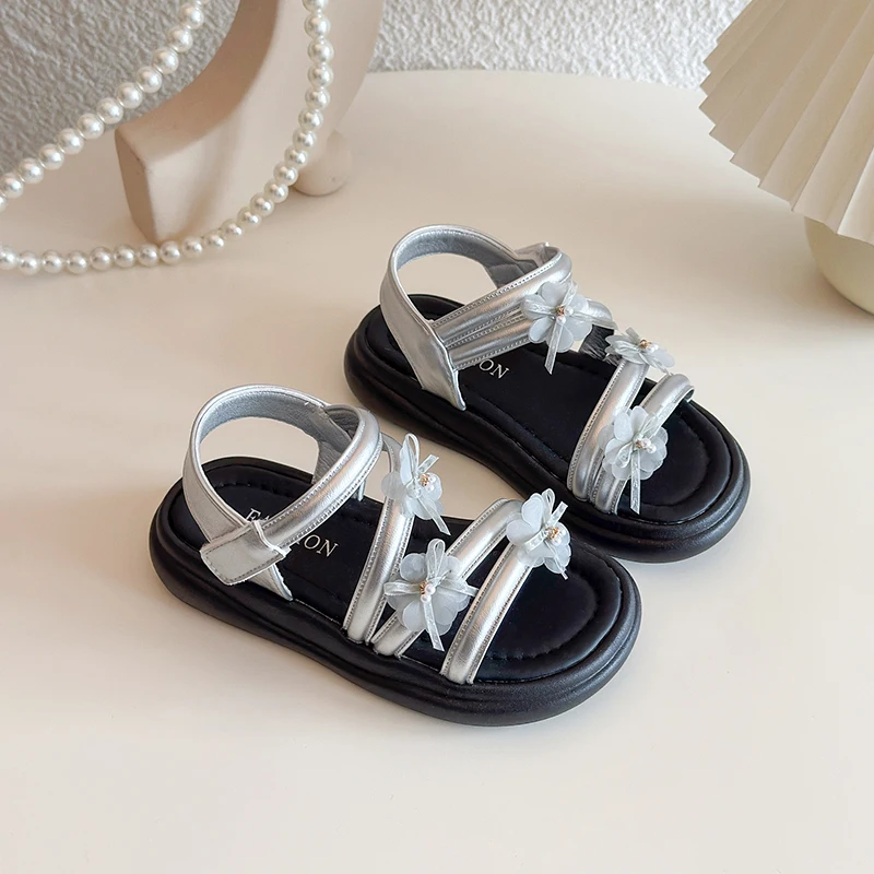 Girls Silver Open Toe Sandals Organza Flower Decor Adjustable Velcro Back Strap Thick Platform Sole Summer Walking Shoe
Girls Silver Open Toe Sandals Organza Flower Decor Adjustable Velcro Back Strap Thick Platform Sole Summer Walking Shoe