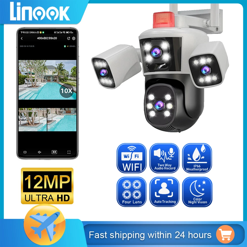 Linook WiFi surveillance camera, 12MP, 6K, 360,3 lenses, CCTV outdoor WiFi camera, IP camera, PTZ security camera
Linook WiFi surveillance camera, 12MP, 6K, 360,3 lenses, CCTV outdoor WiFi camera, IP camera, PTZ security camera