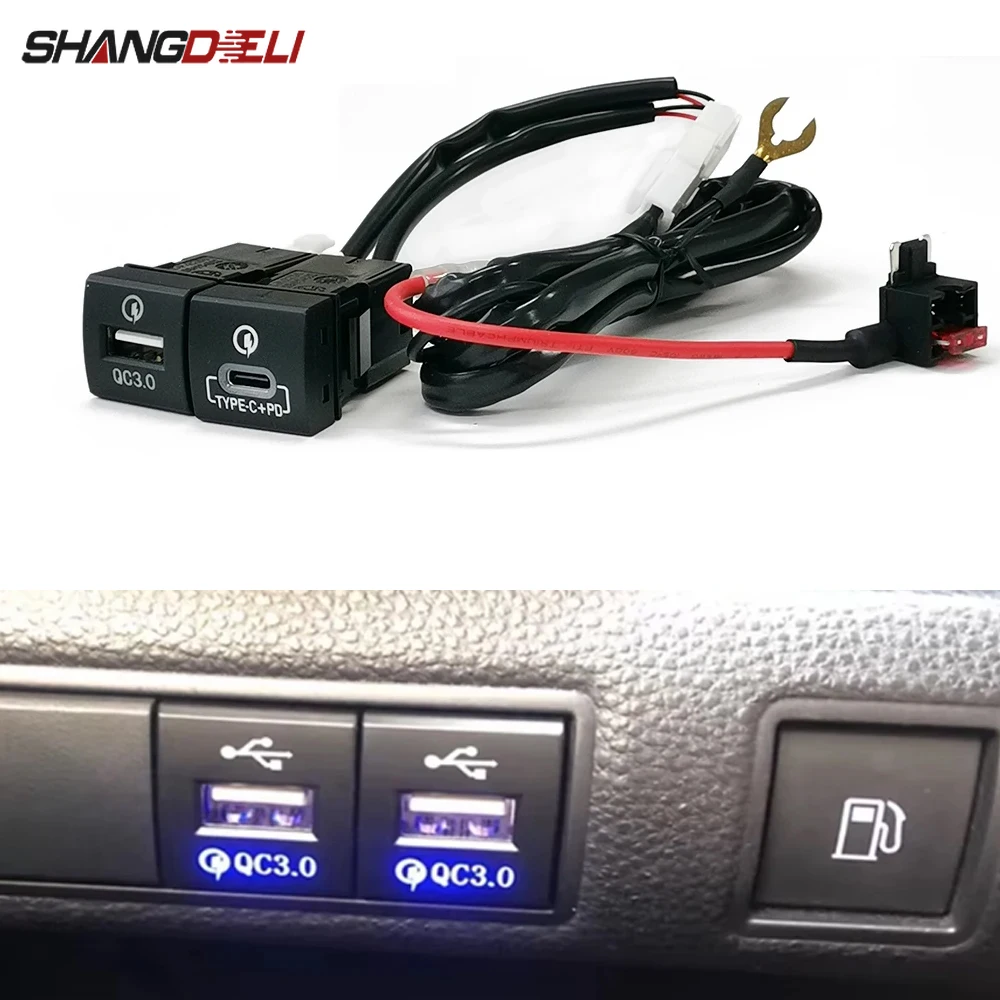 12V/24V Fast Car Charger Socket USB Charging Outlet Power Adapter QC3.0 PD Type for Toyota PRADO 2018-2022
12V/24V Fast Car Charger Socket USB Charging Outlet Power Adapter QC3.0 PD Type for Toyota PRADO 2018-2022