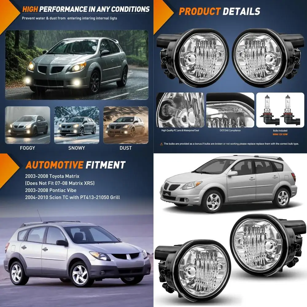 Противотуманные фары с прозрачными линзами и лампами 9006 12 В 55 Вт для Toyota Matrix 2003-2008 годов, Pontiac Vibe 2004-2010 и 2003-2008 Scion tC
Противотуманные фары с прозрачными линзами и лампами 9006 12 В 55 Вт для Toyota Matrix 2003-2008 годов, Pontiac Vibe 2004-2010 и 2003-2008 Scion tC