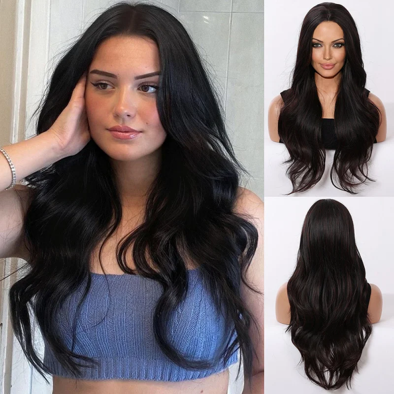 Black wig for women, fashionable everyday large wavy middle-parted curly hair
Black wig for women, fashionable everyday large wavy middle-parted curly hair