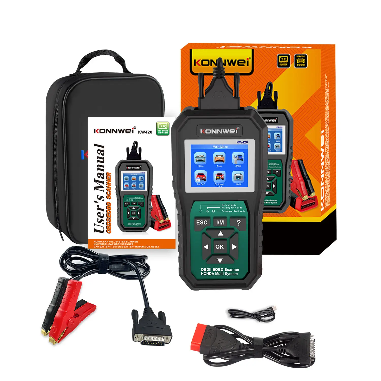 2in1 KONNWEI KW420 OBD2 Scanner Battery Analyzer 6-12V Full Vehicle System Diagnosis Oil Reset ABS SRS TPMS for Honda Vehicle
2in1 KONNWEI KW420 OBD2 Scanner Battery Analyzer 6-12V Full Vehicle System Diagnosis Oil Reset ABS SRS TPMS for Honda Vehicle
