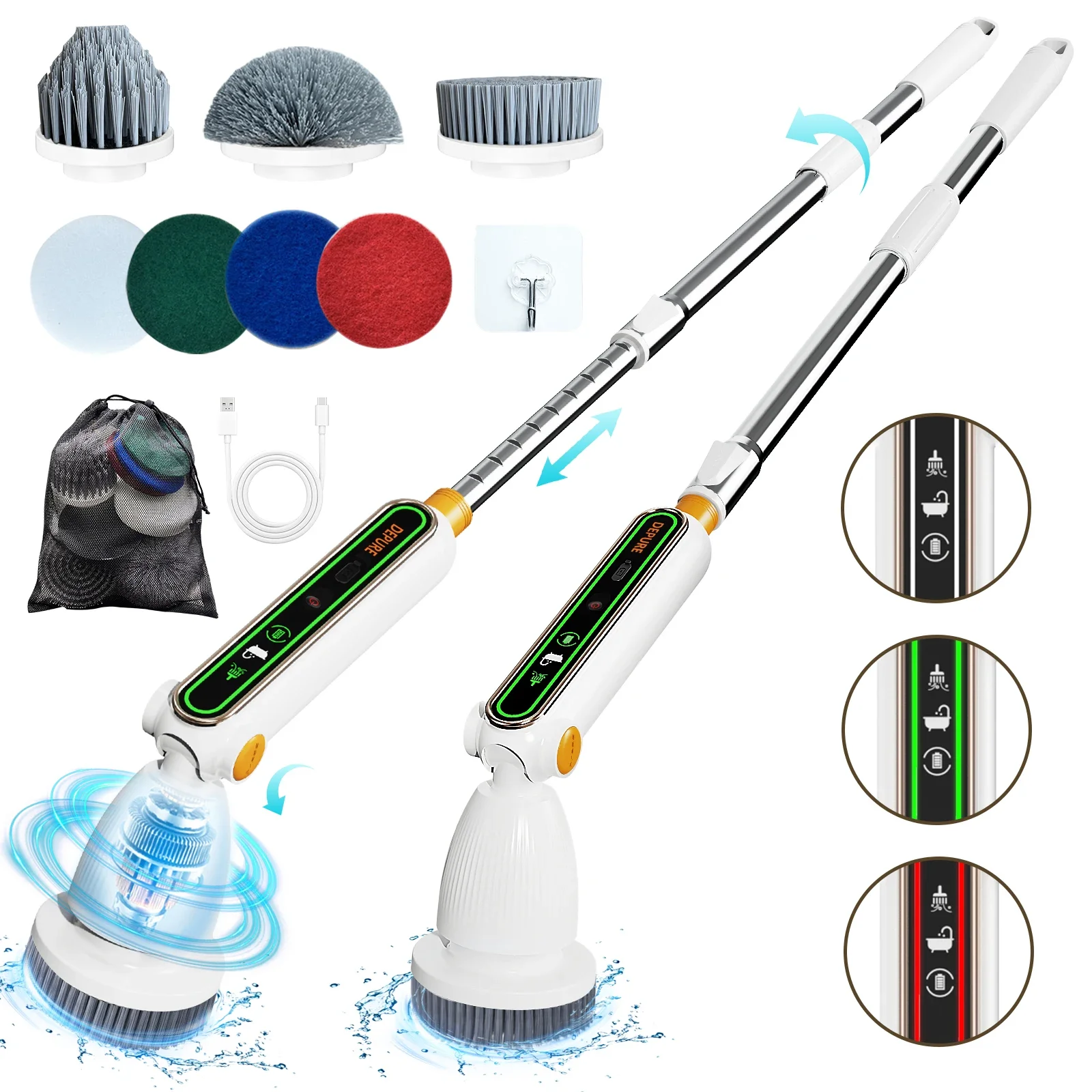 Rechargeable Electric Spin Scrubber, Upgraded Bathroom Cleaner, Power Shower Cleaning Brush with Extendable Handle 7 Brush Heads
Rechargeable Electric Spin Scrubber, Upgraded Bathroom Cleaner, Power Shower Cleaning Brush with Extendable Handle 7 Brush Heads