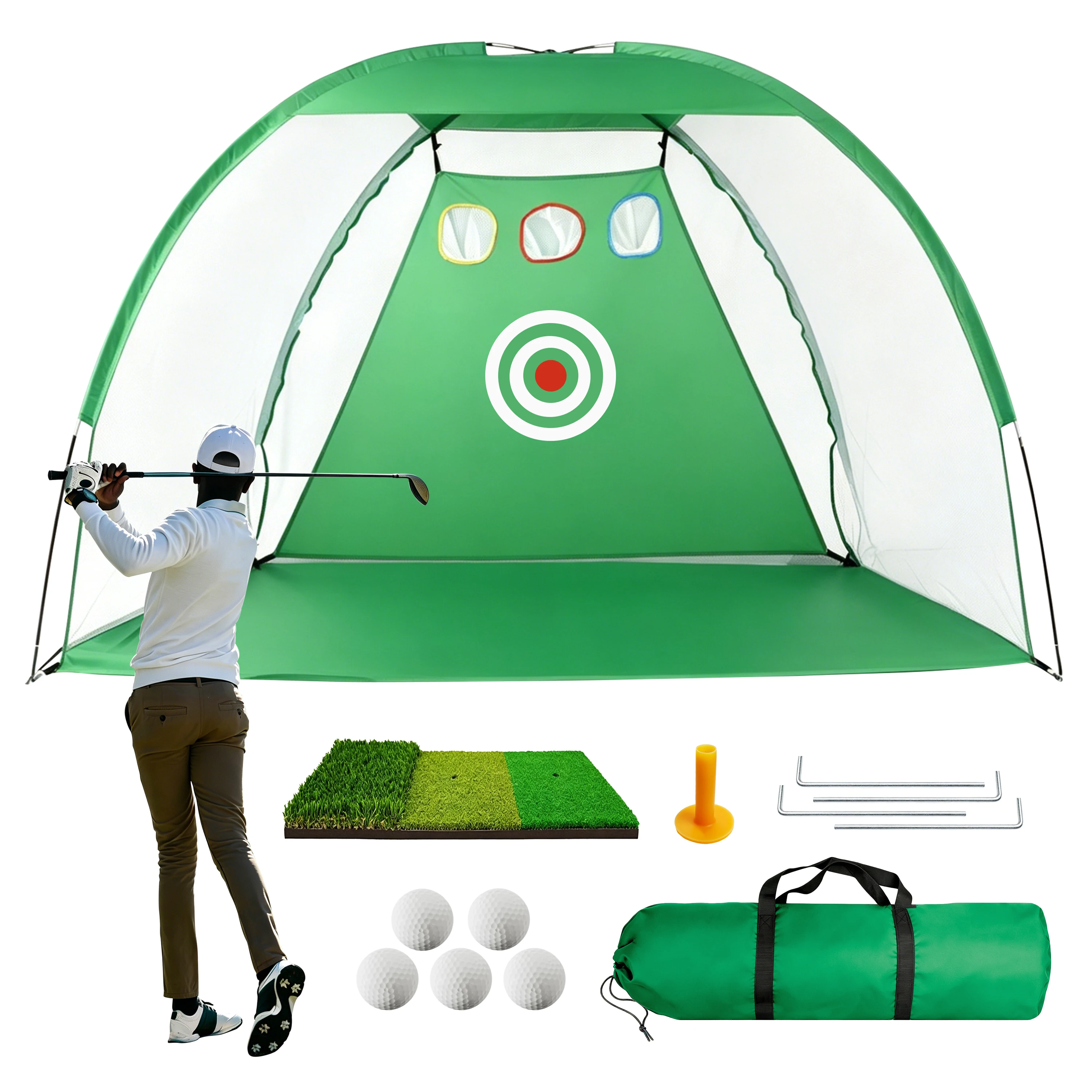 Golf Net with Mat Combo, 6.6x4.6FT Large Size, Indoor Outdoor Swing Trainer for Driving, Chipping & Pitching, Portable Carry Bag
Golf Net with Mat Combo, 6.6x4.6FT Large Size, Indoor Outdoor Swing Trainer for Driving, Chipping & Pitching, Portable Carry Bag