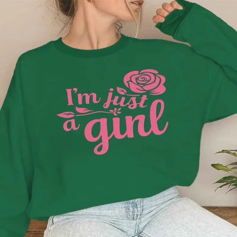 Fall Winter Plus Size Clothes Women Oversize Sweatshirt Female Chic I Am Just A Girl Rose Graphic Top Round Neck Breathable Y2k
Fall Winter Plus Size Clothes Women Oversize Sweatshirt Female Chic I Am Just A Girl Rose Graphic Top Round Neck Breathable Y2k