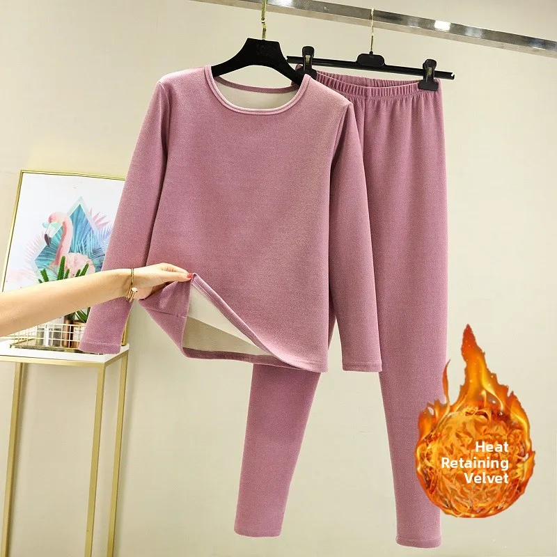 Ladies Thermal Fleece Lined Thickened Autumn Winter Warmth Set Self Heating Brushed Underwear Large Size Two Piece Set
Ladies Thermal Fleece Lined Thickened Autumn Winter Warmth Set Self Heating Brushed Underwear Large Size Two Piece Set