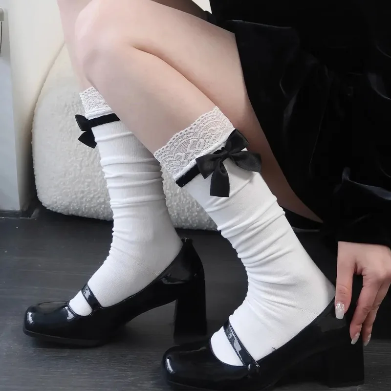 Korean Ballet Style Flower Lace Bowknot Sock Lolita Cute Middle Tube White Socks Sweet JK Girl Black Stockings for Women Hosiery
Korean Ballet Style Flower Lace Bowknot Sock Lolita Cute Middle Tube White Socks Sweet JK Girl Black Stockings for Women Hosiery